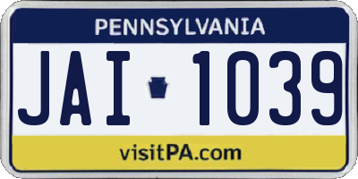 PA license plate JAI1039