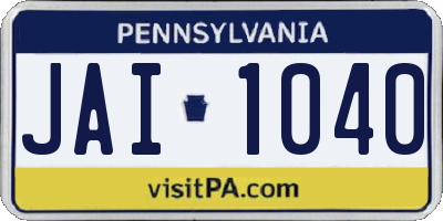 PA license plate JAI1040