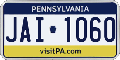 PA license plate JAI1060