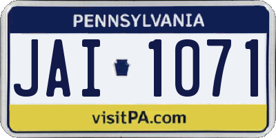 PA license plate JAI1071