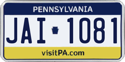 PA license plate JAI1081
