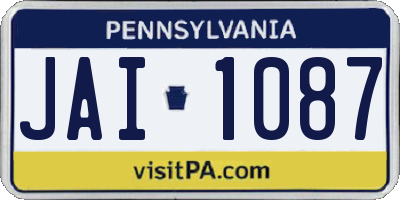 PA license plate JAI1087