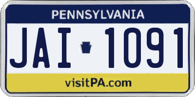 PA license plate JAI1091