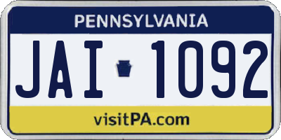 PA license plate JAI1092