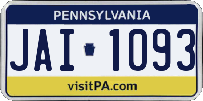 PA license plate JAI1093
