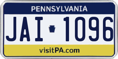 PA license plate JAI1096
