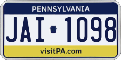 PA license plate JAI1098