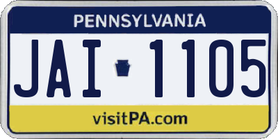 PA license plate JAI1105