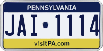 PA license plate JAI1114