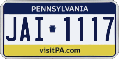 PA license plate JAI1117