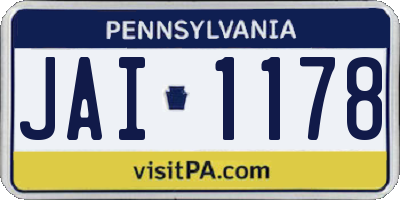 PA license plate JAI1178