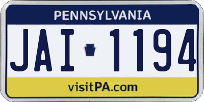 PA license plate JAI1194