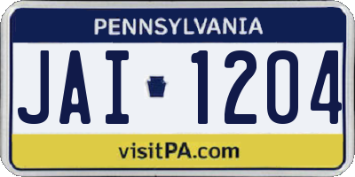 PA license plate JAI1204
