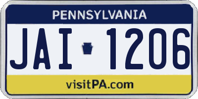 PA license plate JAI1206