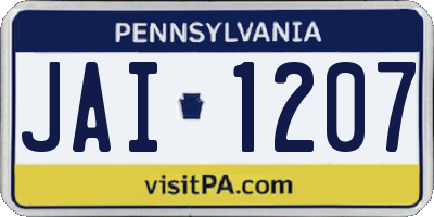 PA license plate JAI1207