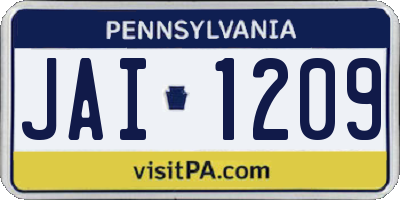 PA license plate JAI1209