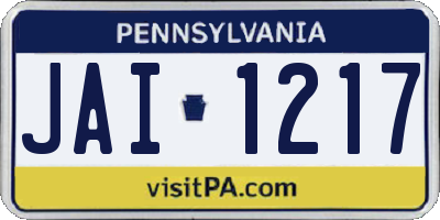 PA license plate JAI1217