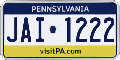 PA license plate JAI1222