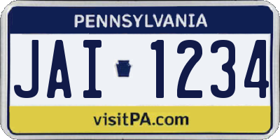 PA license plate JAI1234