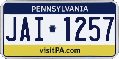 PA license plate JAI1257