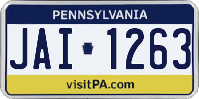 PA license plate JAI1263