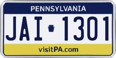 PA license plate JAI1301