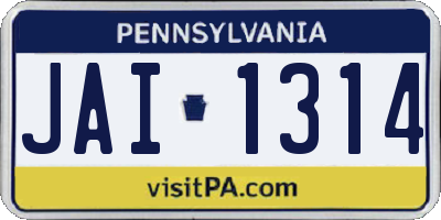 PA license plate JAI1314