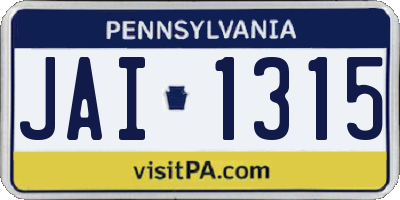PA license plate JAI1315