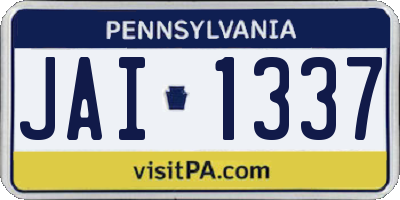 PA license plate JAI1337