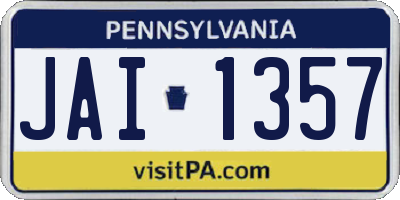 PA license plate JAI1357