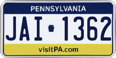 PA license plate JAI1362