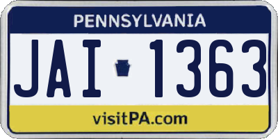 PA license plate JAI1363