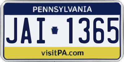 PA license plate JAI1365
