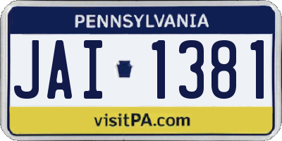 PA license plate JAI1381