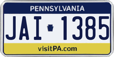 PA license plate JAI1385
