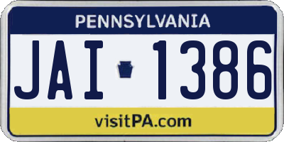 PA license plate JAI1386