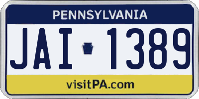 PA license plate JAI1389