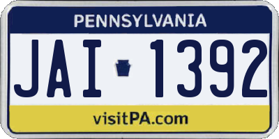 PA license plate JAI1392