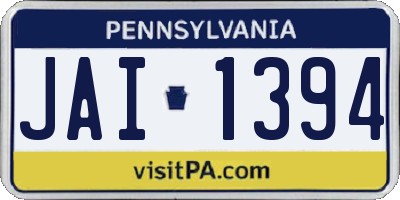 PA license plate JAI1394