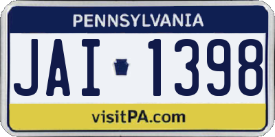 PA license plate JAI1398