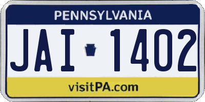 PA license plate JAI1402