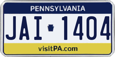 PA license plate JAI1404