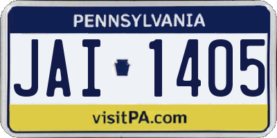 PA license plate JAI1405