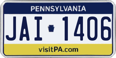 PA license plate JAI1406