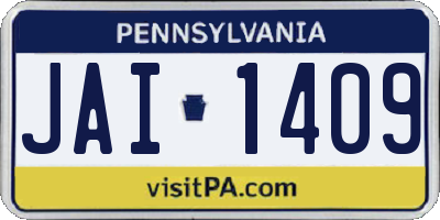 PA license plate JAI1409