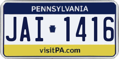 PA license plate JAI1416