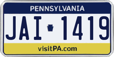 PA license plate JAI1419