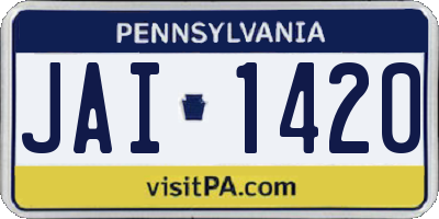 PA license plate JAI1420