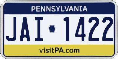 PA license plate JAI1422