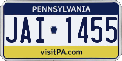 PA license plate JAI1455